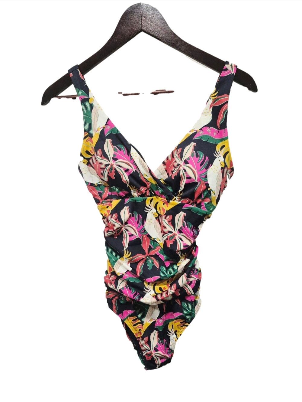 BODEN Talamanca One Piece Swimsuit Tropical Parrot Cockatoo Floral Ruched - US 6